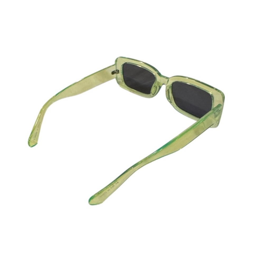 Translucent Lime Rectangular Sunglasses - Picture 8 of 9